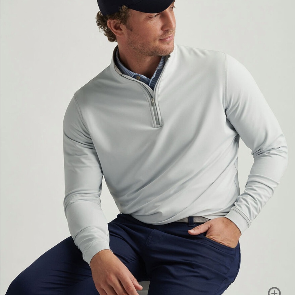 Peter Millar Light Grey Perth Performance Quarter-Zip